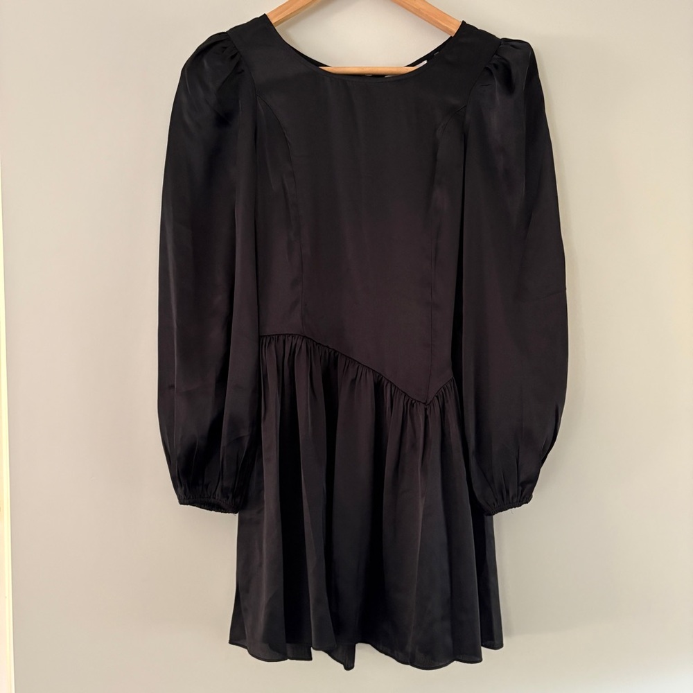 NWT LoveShackFancy Black Asymmetrical Ruffled Cocktail Dress